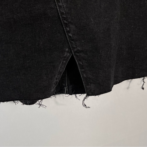 Madewell Black Rigid Denim A-Line Let-Down Raw Hem Mini Skirt in Colfax Wash 31 - Picture 3 of 6